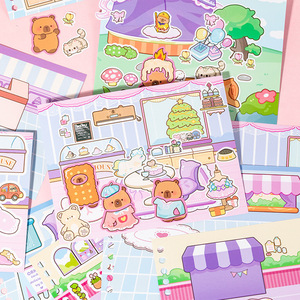 18 unids/pack Fingertip Dressing Sticker Book Cute Fun Children's Handbook DIY Scenography Quiet Book - Product Image 4