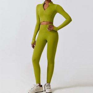 Căng Cao Tập Thể Dục Mặc Yoga Quần Áo Phòng Tập Thể Dục Áo Khoác Dài Tay Áo Activewear Tập Luyện Bộ Cho Phụ Nữ - Product Image 5