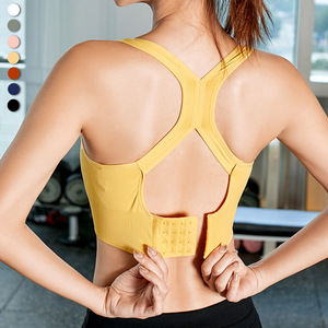 Của phụ nữ cường độ cao thoáng khí có thể điều chỉnh dây đeo v-cổ chạy Áo ngực thể thao Miếng đệm có thể tháo rời chống sốc trở lại thiết kế ngực lớn - Product Image 1