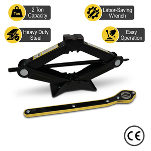 Martinetto a Forbice per Auto da 2 Tonnellate per Carichi Pesanti con Chiave a Cricchetto Salva-Lavoro, Set Sollevatore Portatile in Acciaio per Cambio Gomme - Product Image 1