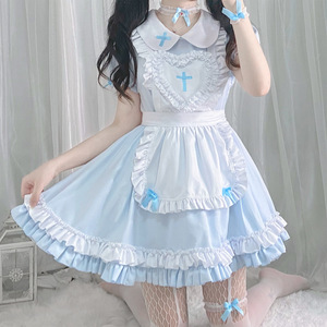 Tenue de cosplay Sky Blue Cross Maid Outfit, robe de cosplay, costume de patronne, printemps 2025, S-5XL, jeu de rôle anime - Product Image 2