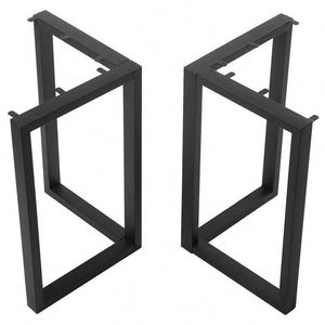 Modern Industrial Home Office Shaped Detachable Glass Desk Frame Black Wrought Steel <b>Cast</b> Iron <b>Powder</b> Coated Metal Table Legs - Product Image 2