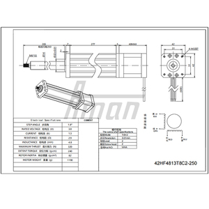 17 Nema <b>Stepper</b> <b>Motor</b> Hybrid 42HF4813T8C2-250 Electric Linear Cylinder 2-Phase 320N Torque Valve <b>Control</b> Handheld Instruments - Product Image 2