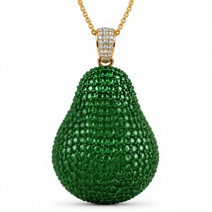 Colgante de Moissanita con Diseño de Aguacate de Dibujos Animados, Adorno para Bolso con Pedrería, Chapado en Oro Verde, Joyería, Regalo para Cumpleaños y Navidad - Product Image 3
