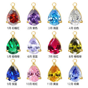 قطرة ماء الزركون حجر عيد ميلاد صغيرة قلادة على شكل كمثرى الفولاذ المقاوم للصدأ حامل حجر قلادة الأقراط ديي قلادة - Product Image 3