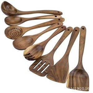 Wooden spatula, household <b>kitchen</b> spatula, non-stick, heat-resistant, for stir-frying, rice scoops, and soup ladles. - Product Image 1