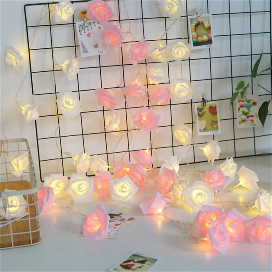 USB/Battery Operated Holiday lighting 3m20 LED Rose String Lights Artificial Flower Bouquet Garland for Wedding and Party lights