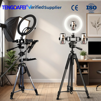 Trépied de sol robuste avec anneau lumineux, support universel pour téléphone et appareil photo pour vlog, diffusion en direct et prise de vue en extérieur