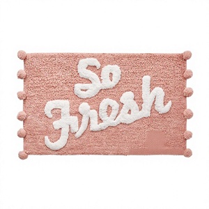 Tapis de bain de luxe en pur coton à motif floral tufté, écologique, durable, avec pompons, prix de gros personnalisé attractif - Product Image 1