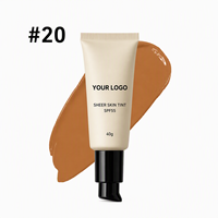 Fond de teint liquide vegan haute qualité, couvrance totale, 40g, écran solaire léger, teinte transparente pour la peau avec SPF 55