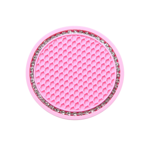 Hijunmi <b>Car</b> <b>Coasters</b> Pink PVC Anti Slip Cup Mats Universal Front Seat Auto Insert Cup Holder Accessories - Product Image 1