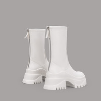 Bottines à talon épais et plateforme pour femme, en cuir noir, style fashion