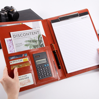 Carpeta Portafolio A4 de Cuero PU con Logotipo Personalizado, con Portapapeles y Calculadora