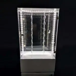 Retail Store Clear Acrylic Knife Display Countertop LED Light Rotating Pocket Knife Blade Display Stand