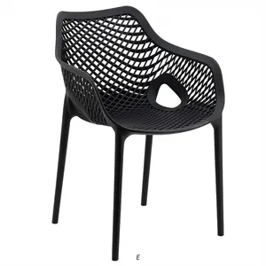 Hot Selling Suppliers Water Proof Breathability Modern Black Stackable Plastic Outdoor Garden Chairs