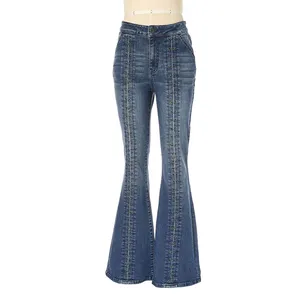 Top Quality Low Price Casual Slim Fit Jeans Women Stretch High Waist Wide Leg Flare Jeans