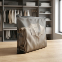 Pochette plate en plastique PE noir givré thermoscellable, sac de rangement pour vêtements, sac de rangement translucide mat avec fermeture éclair coulissante, vente en gros