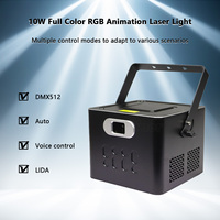 Línea de escaneo de haz RGB de alta potencia de 10W DMX512 Control ILDA animación de dibujos animados DJ anillo Led luz láser de boda para concierto de fiesta de discoteca