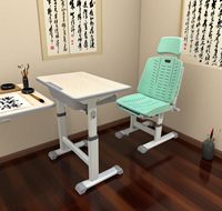 Ensemble bureau et chaise pour étudiant - Hauteur entièrement réglable, design moderne en plastique avec dossier inclinable ergonomique à 180 degrés