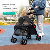 Poussette pliable et réglable pour chiens et chats, légère, à 4 roues, en tissu Oxford, capacité 30 kg, pour petits animaux – Meilleure vente