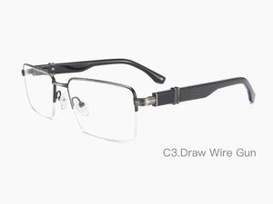 Occhiali da vista da uomo con montatura in metallo semi-rimless, anti-luce blu, design rettangolare. - Product Image 4