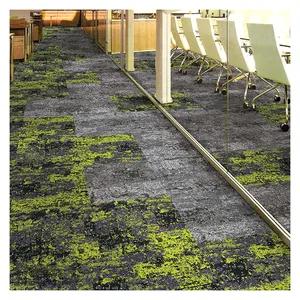 Ketahanan api mewah nilon komersial Pvc dukungan 50X50 karpet kantor ubin kotak lantai karpet ubin untuk kantor