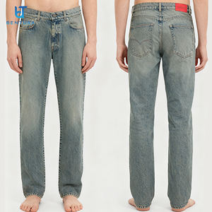 جينز رجالي من BENTURA، تصنيع مخصص، جودة عالية، 100% قطن، غسيل خفيف بتصميم عتيق، قصة مستقيمة وواسعة من الأسفل - Product Image 1