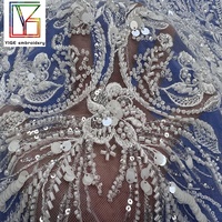 Haute qualité blanc perlé dentelle tissu mariée broderie Sequin perle dentelle Tulle tissu lacets tissus pour les femmes