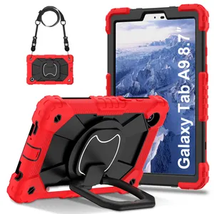Heavy duty 3 layers design rotating rugged tough shoulder strap kickstand tablet case cover for samsung A9 8.7 inch