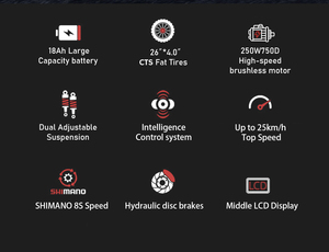 Vélo de montagne électrique hybride SAMEBIKE STORM, moteur à moyeu arrière, frein à disque hydraulique, 8 vitesses, alliage d'aluminium, moteur sans balais - Product Image 4