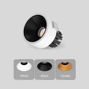 XRZLux 15W ayarlanabilir yuvarlak gömme kısılabilir Dimmable LED tavan lambası alüminyum parlama önleyici COB 0-10V ayarlanabilir LED Spot ışık