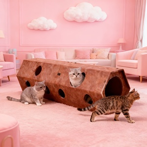 Cueva para Gatos Moderna y Sostenible, Absorbente de Sonido, de Fieltro, Plegable, Cerrada, con Diseño Impreso y Túnel de Juego Interior Acogedor - Product Image 6