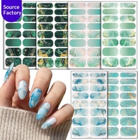 Films de vernis à ongles 16 doigts prêts à l'emploi pour la vente en gros transfrontalière, motif marbre, personnalisables, multi-styles, autocollants populaires en Europe