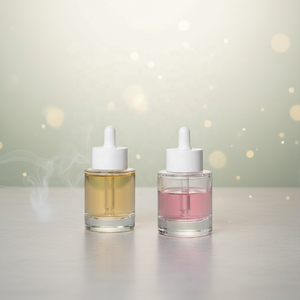 Botellas de Vidrio Transparente con Gotero, Tapas Blancas/Doradas, 45ml 60ml, para <span class=keywords><strong>Suero</strong></span> Cosmético y Aceites Esenciales, con Logotipo Personalizado - Product Image 1