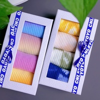 Chaussettes CNLEYOYO en gros, haute qualité, pour femmes et hommes, tendance, dégradé, teinture tie-dye personnalisée, ensembles de chaussettes de sport en coton, boîte cadeau