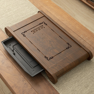 Bandejas de té de madera al por mayor, bandejas de té integradas, bandejas para almacenamiento y drenaje de agua, mesas de té rectangulares grandes, lujosas y - Product Image 3