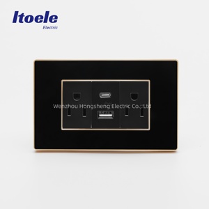 118 Black White Acrylic Metal Waterproof Wall <strong>Socket</strong> Modular 2 Outlets 16A US <strong>UK</strong> EU Electric Power Outlet With 2 USB Type-C - Product Image 3