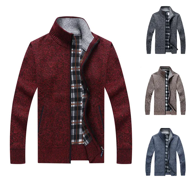 Plus Size Custom Winter Autumn Warm Male Oem Korean Full Zip Thick Knit Oversized Cardigan Men Sweater