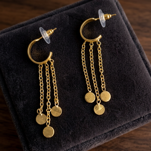 SOUMYA CREATIONS Handmade Gold-Plated Brass Hoop <b>Earrings</b> with Tassel <b>Cute</b> Bohemia Design for Women Party - Product Image 2