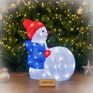 Figurine lumineuse en acrylique motif bonhomme de <span class=keywords><strong>neige</strong></span> de Noël 3D LED avec écharpe bleue, étanche IP44, décoration de jardin extérieur pour les fêtes - Product Image 2