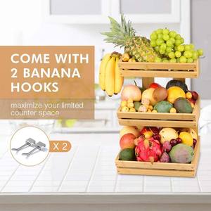 Panier <span class=keywords><strong>de</strong></span> rangement en bambou à 3 niveaux pour la cuisine, pour pommes <span class=keywords><strong>de</strong></span> terre, oignons, ail, 2022 - Product Image 2