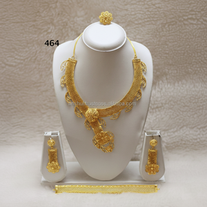 Parures de bijoux de mariée en plaqué or jaune d'inspiration africaine pour mariage, fiançailles, anniversaire ou cadeau de fête - Product Image 1