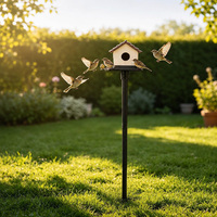 Mangeoire pour oiseaux sauvages en métal noir, robuste, réglable, à insertion au sol, de la marque JH Mech