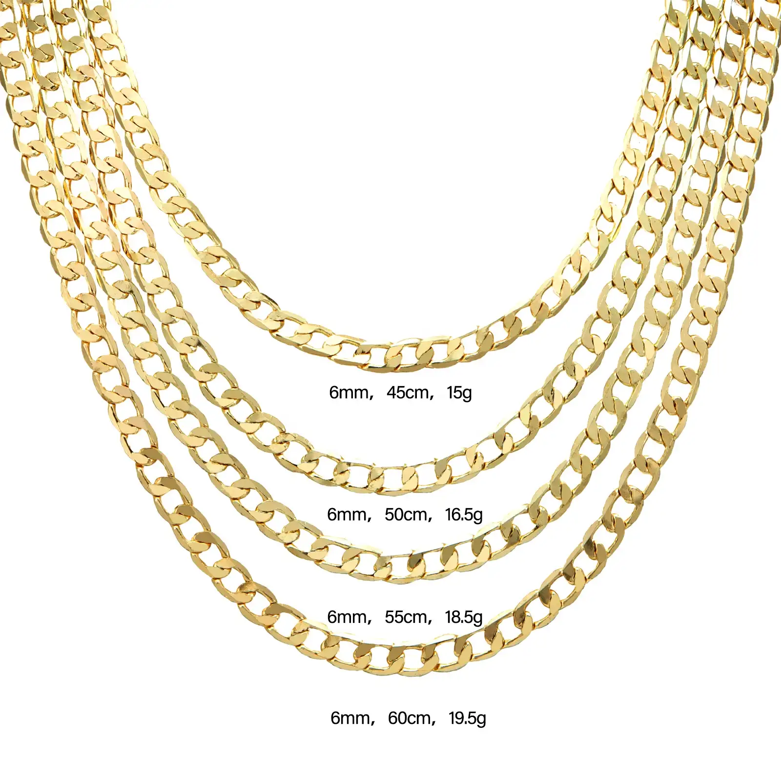Elfic 14K Gold Plating 18inches 24inches Hip hop Chain Necklace gold chains chains