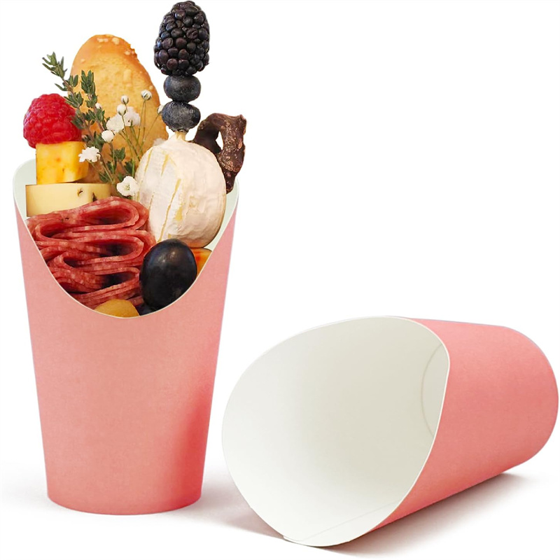 Wholesale Cheap Price Takeaway Custom Color Pink French Fries Food Grade Paper Cup Whit Cardboard for Fruit Ice Cream