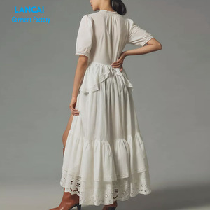 Conjuntos de vestido largo para mujer, vestido deslizante, botones a juego, ajuste, abrigos superiores, decoraciones de encaje de flores, ropa personalizada - Product Image 3