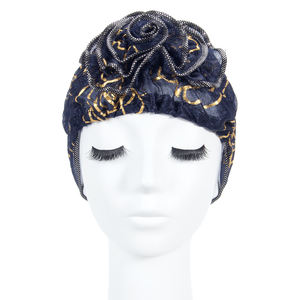 نمط جديد الصيف النساء الزفاف سرطان مسلم قبعة زهرة الكيميائي توربان فقدان الشعر ، - Product Image 1