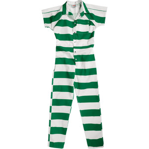 Combinaison de travail bon marché à boutons-pression, manches courtes, haute résistance, résistante aux déchirures, imprimé rayé pour prisonnier - Product Image 1