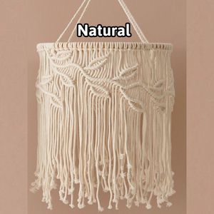 Abat-jour en coton tissé macramé respirant fait main avec franges à pompons, grande suspension de plafond, décoration intérieure du Vietnam - Product Image 2