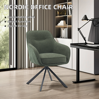 Chaise de bureau à domicile de style nordique à succès, petite chaise de bureau pivotante avec pieds en fer, design moderne en tissu et en maille